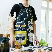 Adult simple full body sleeveless apron Hand-painted cartoon anime cooking overcoat Anti-fouling and oil-proof strap apron