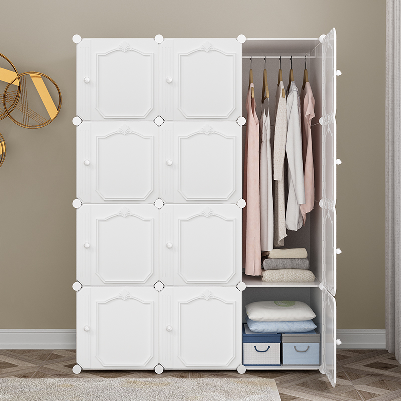 Simple household wardrobe bedroom modern minimalist cloth assembly wardrobe hanging rental plastic storage storage cabinet