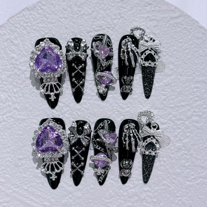 Yabi-Style Dark Girl Wears Detachable and Reusable Nail Patches, Y2K Accessories Yabi-Style Dark Girl Wears Detachable and Reusable Nail Patches, Y2K Accessories