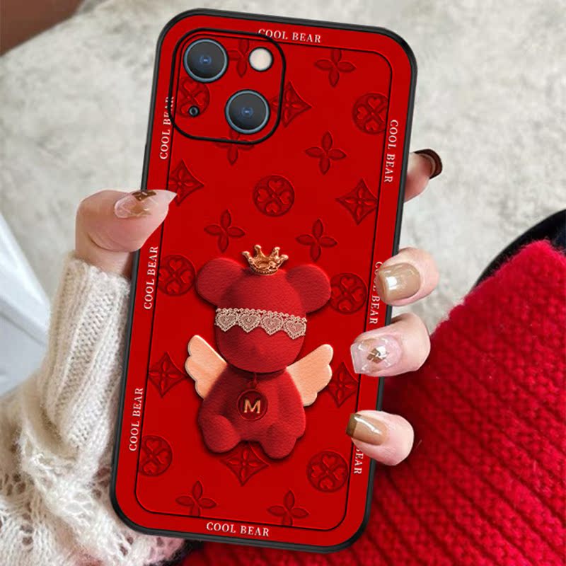 Angel Bear Apple 13promax Mobile Phone Protection Shell New Tide Card Silicone Anti-Fall Application iPhone12 Female Advanced Sensation