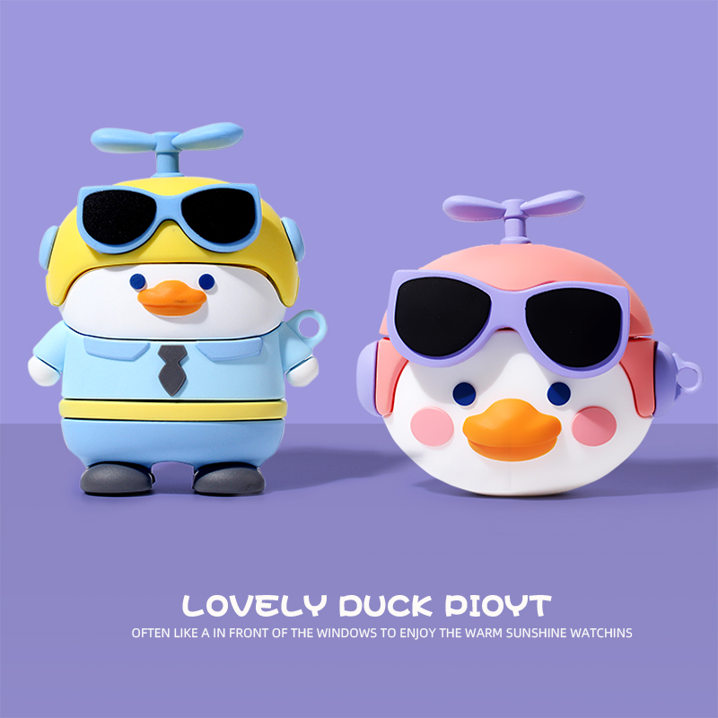 Cute sunglasses duck airpods3 Gen protective shell Creative silica gel applicable Apple Bluetooth headphone pro protective sleeve 2