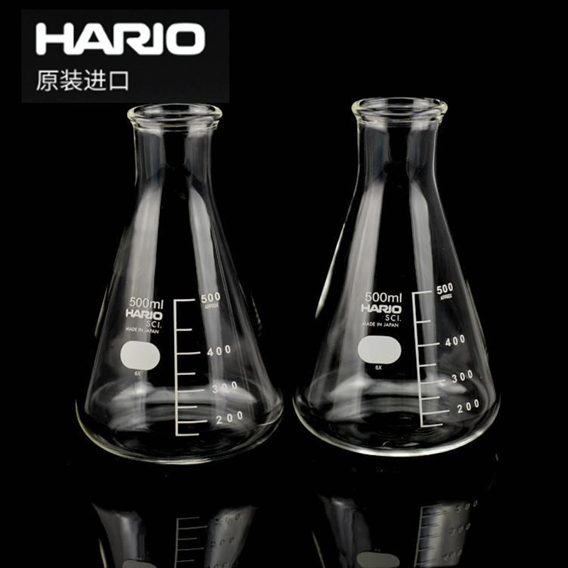 HARIO三角烧瓶 (带参考刻度)小口锥形瓶高硼硅耐热烧杯日本进口