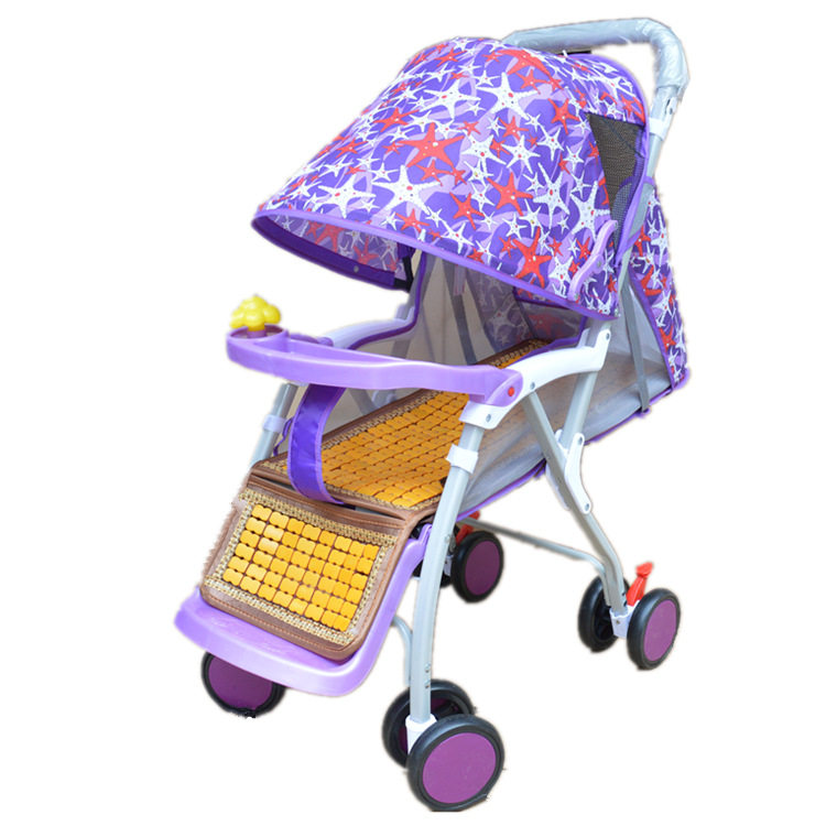 Baby cot dual-use summer imitation rattan bamboo stroller can sit and lie down light umbrella car folding stroller
