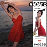 Красное летнее платье, мини-юбка, цветочный принт, подходит для подростков