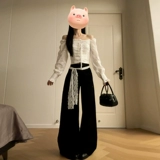 Белая кружевная весенняя рубашка, сексуальный лонгслив, открытые плечи