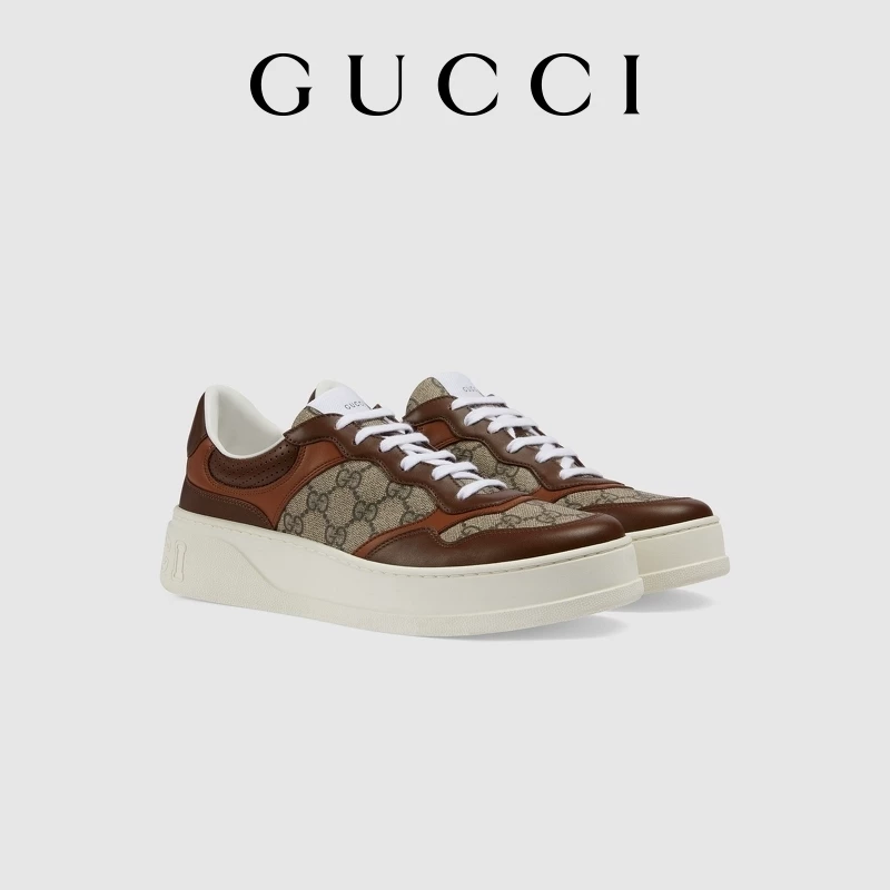 Кроссовки Gucci GG с утолщенной подошвой [бисквитные]