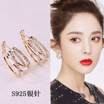 Circle earrings womens 2021 new fashion quality net red sterling silver advanced hypoallergenic port wind retro temperament earrings