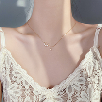 925 sterling silver star moon necklace female 2021 New Tide fashion choker simple light luxury ins neck chain temperament