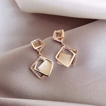Temperament high sense earrings 2021 new trend Korean net red 925 sterling silver hypoallergenic fashion geometric earrings
