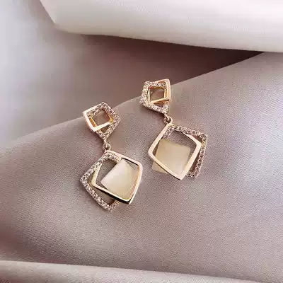Temperament high-end sense earrings 2021 new trend Korean net red 925 sterling silver hypoallergenic fashion geometric earrings