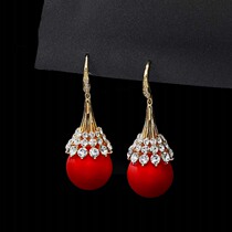 Red earrings temperament advanced earrings 2021 New Tide niche design sense Korean Net red hot earrings
