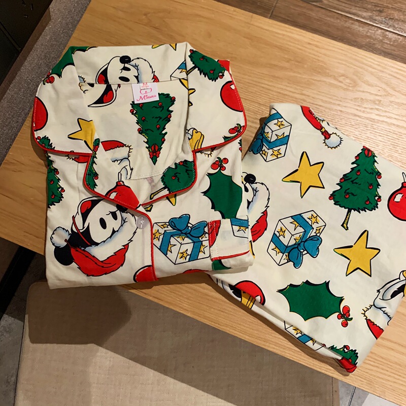 Women's Pure Cotton Pajamas, Autumn and Winter Casual Loose-Fitting Cute and Sweet Christmas Cartoon Mouse Home Wear Set That Can Be Worn Outside Women's Pure Cotton Pajamas, Autumn and Winter Casual Loose-Fitting Cute and Sweet Christmas Cartoon Mouse Home Wear Set That Can Be Worn Outside