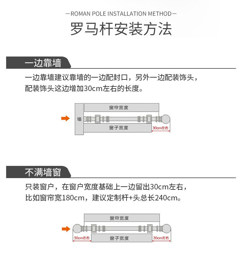 Карниз для штор 日式原木风铝合金加厚罗马杆单双杆侧装顶装全套送支架客厅窗帘杆