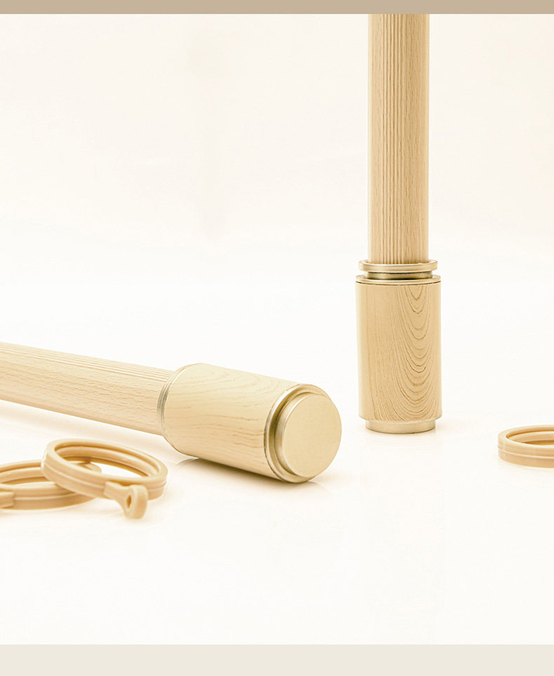 Карниз для штор 日式原木风铝合金加厚罗马杆单双杆侧装顶装全套送支架客厅窗帘杆