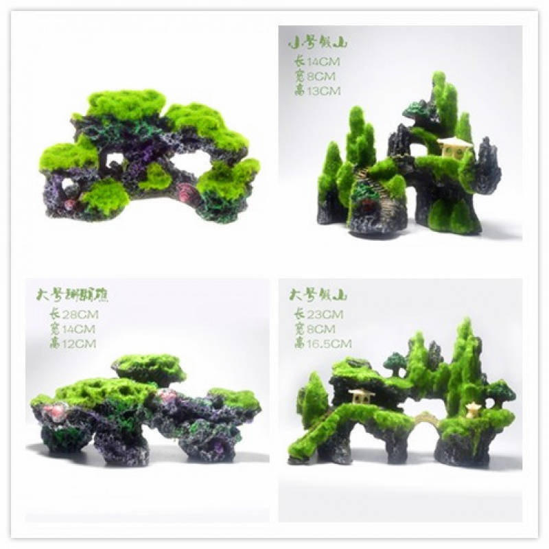 Fish - tank decoration of float resin crafts fittings aquarium scenic stone decoration planting fake mountain evasion house