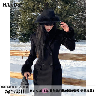 HiimDai 留洋大小姐 C位黑化千金 含羊毛沙漏收腰双面绒长款大衣