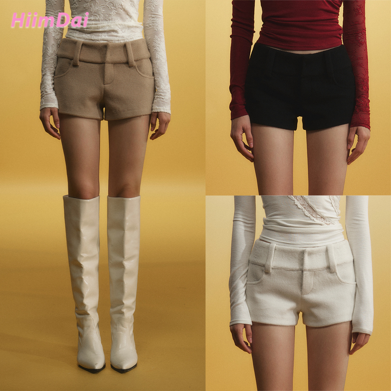 Hiimdai Proportion-Enhancing Pants, Classic Simple Retro Low-Waist Hip-Hugging Woolen Shorts, Versatile and Slimming Hiimdai Proportion-Enhancing Pants, Classic Simple Retro Low-Waist Hip-Hugging Woolen Shorts, Versatile and Slimming