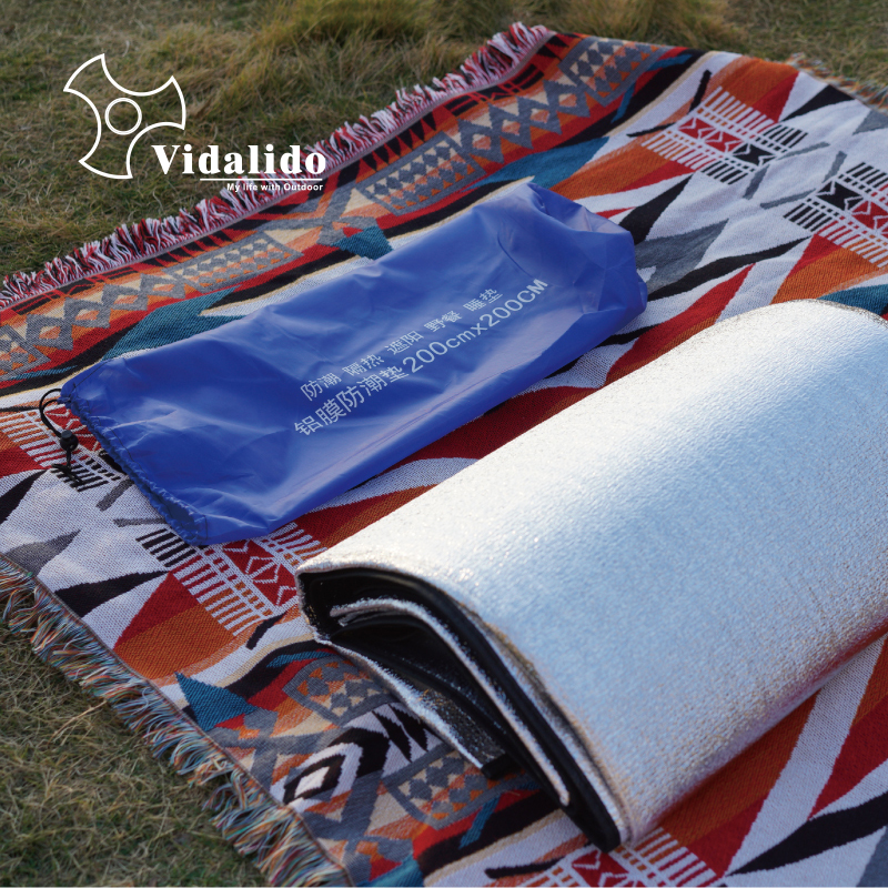 vidalido outdoor camping bifacial aluminium film hexagonal anti-damp cushion crawl cushion with picnic cushion thickened waterproof ground mat