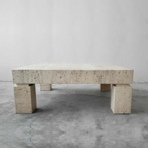 Minimalist natural marble quad square tea table creative hole stone stone column shaped living room designer coffee table