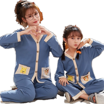 Parent-child mother-daughter spring and autumn home clothes children and babies long-sleeved spring and summer thin air-conditioned room girls medium and large childrens pajamas