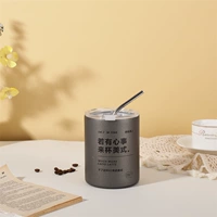 [Food Grade] 320 мл серого*крышка+солома [текстовая модель]