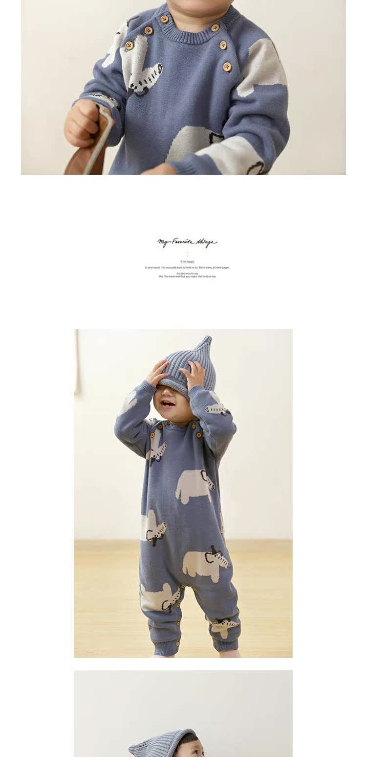Papa đan jumpsuit nam và nữ bé mùa thu đông quần áo trẻ em