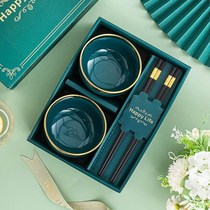 Couple Bowls A pair of couple tableware personalized bowls and chopsticks light luxury Nordic eating bowls special 2 high-value meals