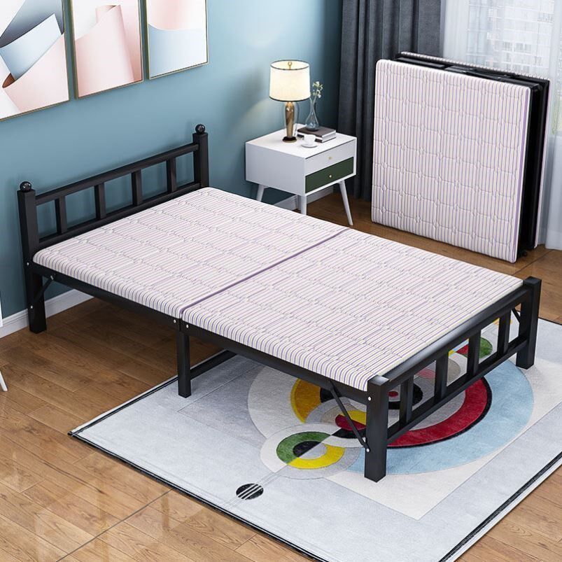 Folding bed economical iron frame hard board bed children 1 8m multifunctional lunch break bed 1 2m space-saving escort