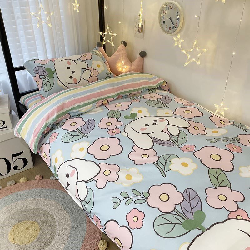 90×190 cartoon three-piece suit for student bed sheet dormitory