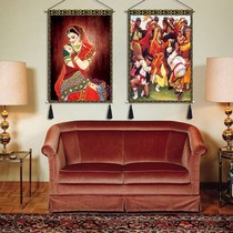 Xinjiang cloth art hanging painting ethnic decoration background hanging cloth living room headboard cloth painting restaurant Minjuku hotel featured tapestry