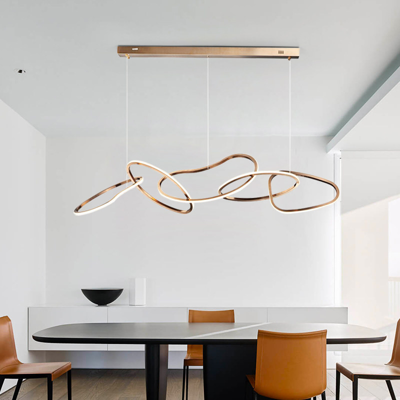 Postmodern light luxury dining room chandelier simple Nordic bar front desk minimalist ring chandelier