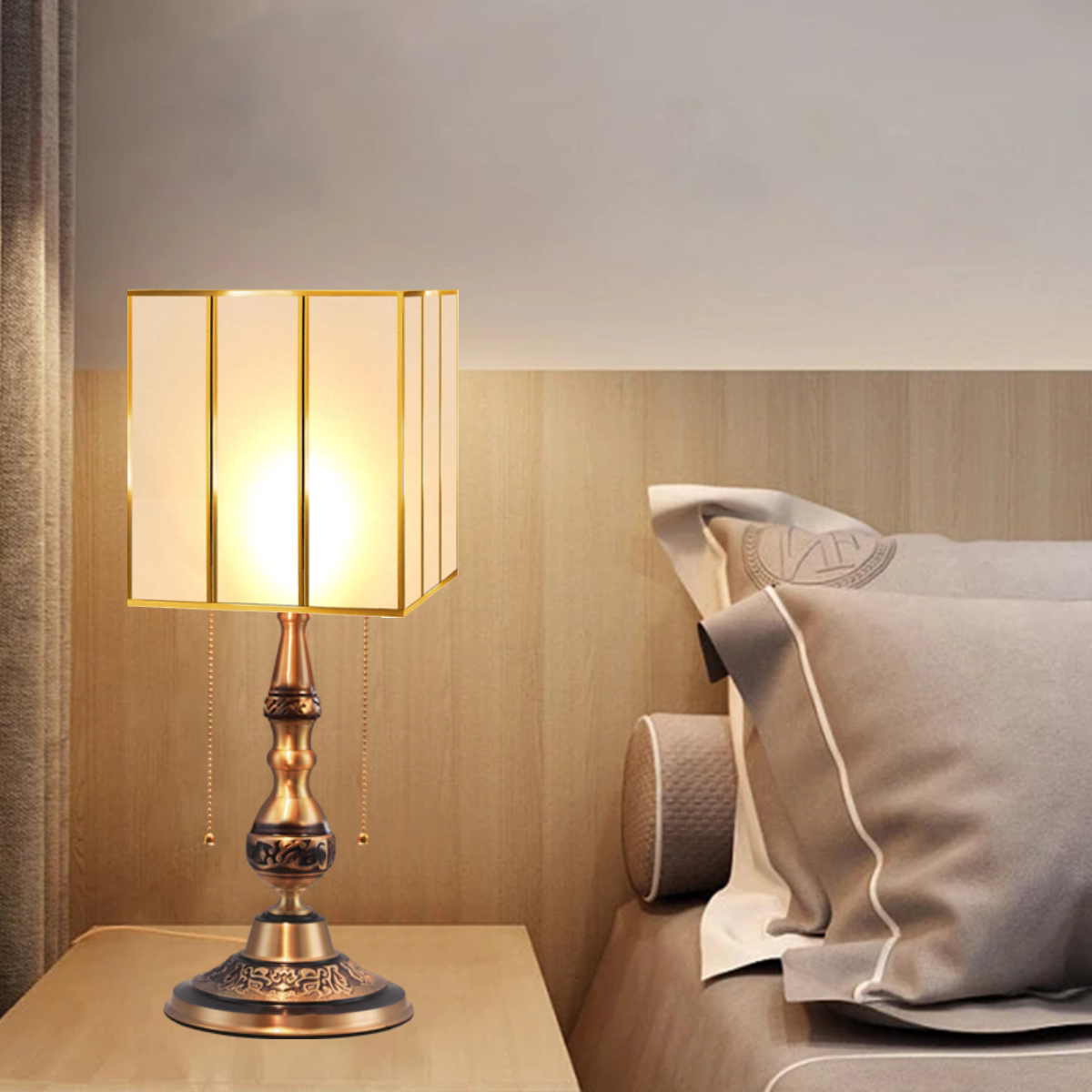 American-style copper landing European bedroom headlamp master bedroom bedroom creative cosy luxury living room high-refreshing lamp