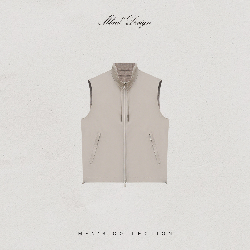 Mbnl-F Qin Lei Men's Clothing'Three-Color Yarn' Silk Wool Custom Woven Reversible Vest Ll-Wlmj60003