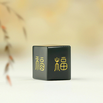 Brother Huzi jewelry and Tianyu pendant Taqing first-class special fine material 18k gold inlaid with 24K wrong gold four-character blessing pendant