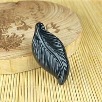 Mustache brother jewelry and Tian jade pendant Xinjiang seed material black jade leaves