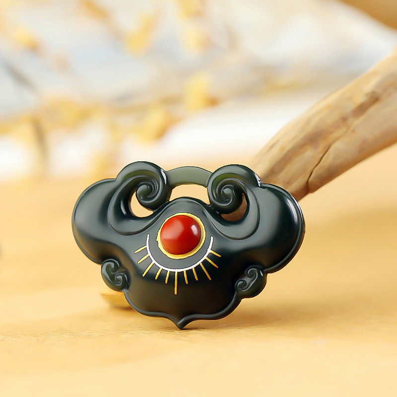 Bearded Brother Jewels and Tian jade pendant Taqing first-class special fine material Ruyi 24K GOLD GOLD AND SILVER Wrong Pendant 