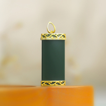 Huzi Ge jewelry Hetian jade pendant Taqing first-class extra fine geometry 18K gold inlaid jade craft original design