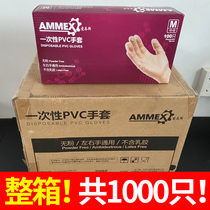 Whole box Amas disposable PVC gloves Food grade catering kitchen baking inspection transparent film 100 pcs