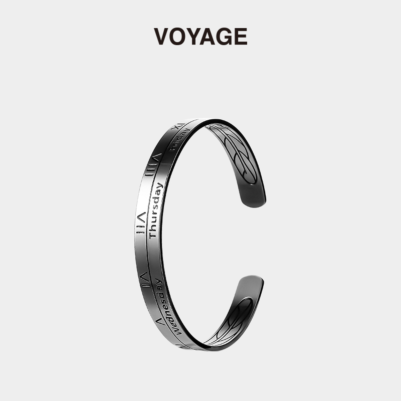 Voyage Roman Numeral Adjustable Titanium Steel Men's Bracelet Male Student Bracelet Boys Niche Retro Bracelet