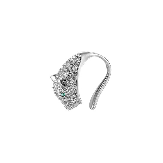 귀를 뚫지 않은 여성용 VOYAGE 다이아몬드 박힌 표범 머리 귀뼈 클립, 틈새 디자인, 고급 귀 클립, 복고풍 기질 귀걸이