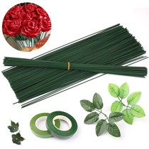 Iron wire flower decoration silk with flower package green leaf flower dry hand work flower-flower rod finished rose iron wire leaf pole