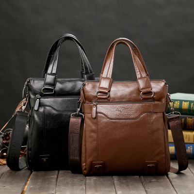 袋鼠男士手提包公文包商务包单肩斜跨包真皮