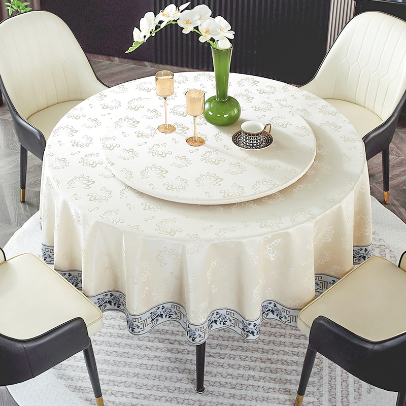 Waterproof and Oil-Proof No-Wash Round Tablecloth for Hotels and Restaurants, Pu High-End Feel, Home Use, Chinese and European Style Round Tablecloth Waterproof and Oil-Proof No-Wash Round Tablecloth for Hotels and Restaurants, Pu High-End Feel, Home Use, Chinese and European Style Round Tablecloth