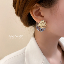 Irregular Metal Wafer Earrings 2022 New Tide Air Quality Lukewarm Wind Ear Pendant Superior Web Red Earrings