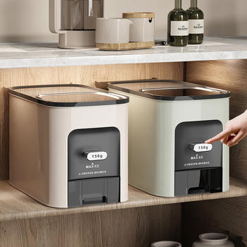 Japanese Rice Container with Measured Rice Dispensing, Household Insect-Proof and Moisture-Proof Sealed Rice Box, Embedded Cabinet Rice Storage Bin