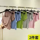 Летняя пижама, комплект, шорты, жилет, эффект подтяжки, оверсайз