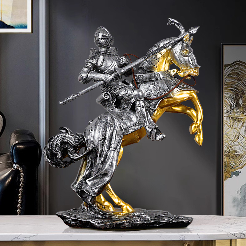 Victory Knight Ornament Medieval European Style Office Living Room Wine Cabinet Decoration Retro Crafts High-End Large Size