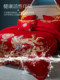 Cat man long velvet cotton wedding four-piece set pure cotton wedding quilt cover cover full cotton bed sheet big red high-end wedding bedding