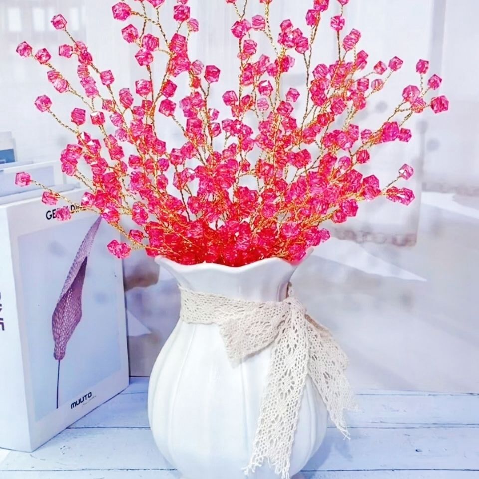 Handicraft diy do their own hot selling beaded gypsophila transparent imitation crystal diamond bead soft wire material