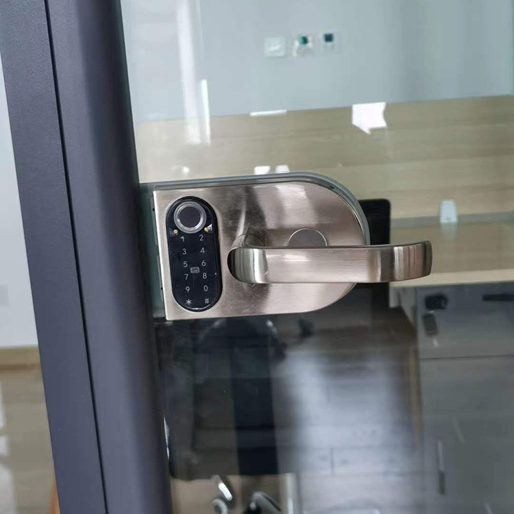 Office partition fingerprint password lock High compartment frameless glass door password electronic lock Gap lock with handle